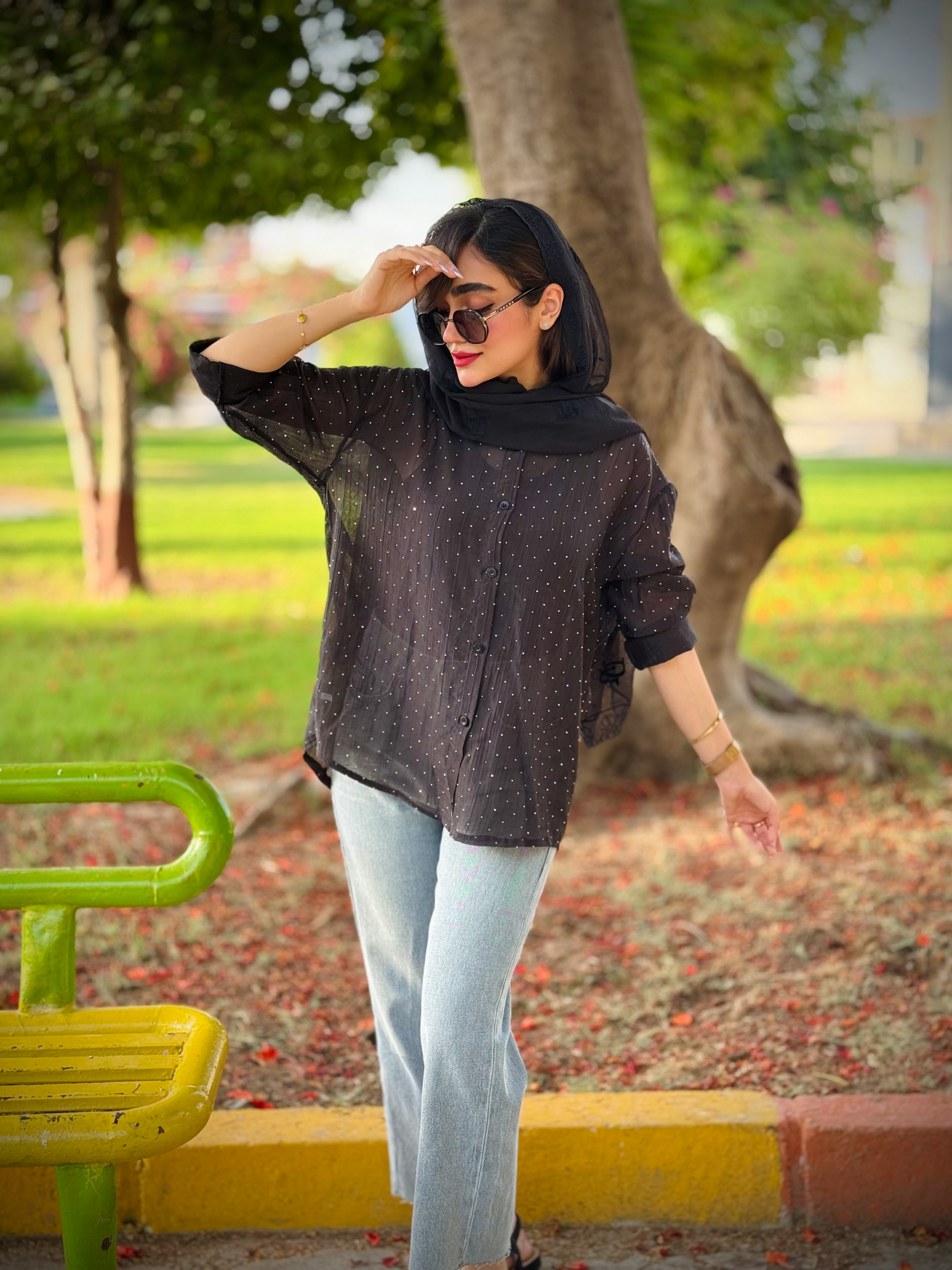 شومیز شیشه ای نگین دار