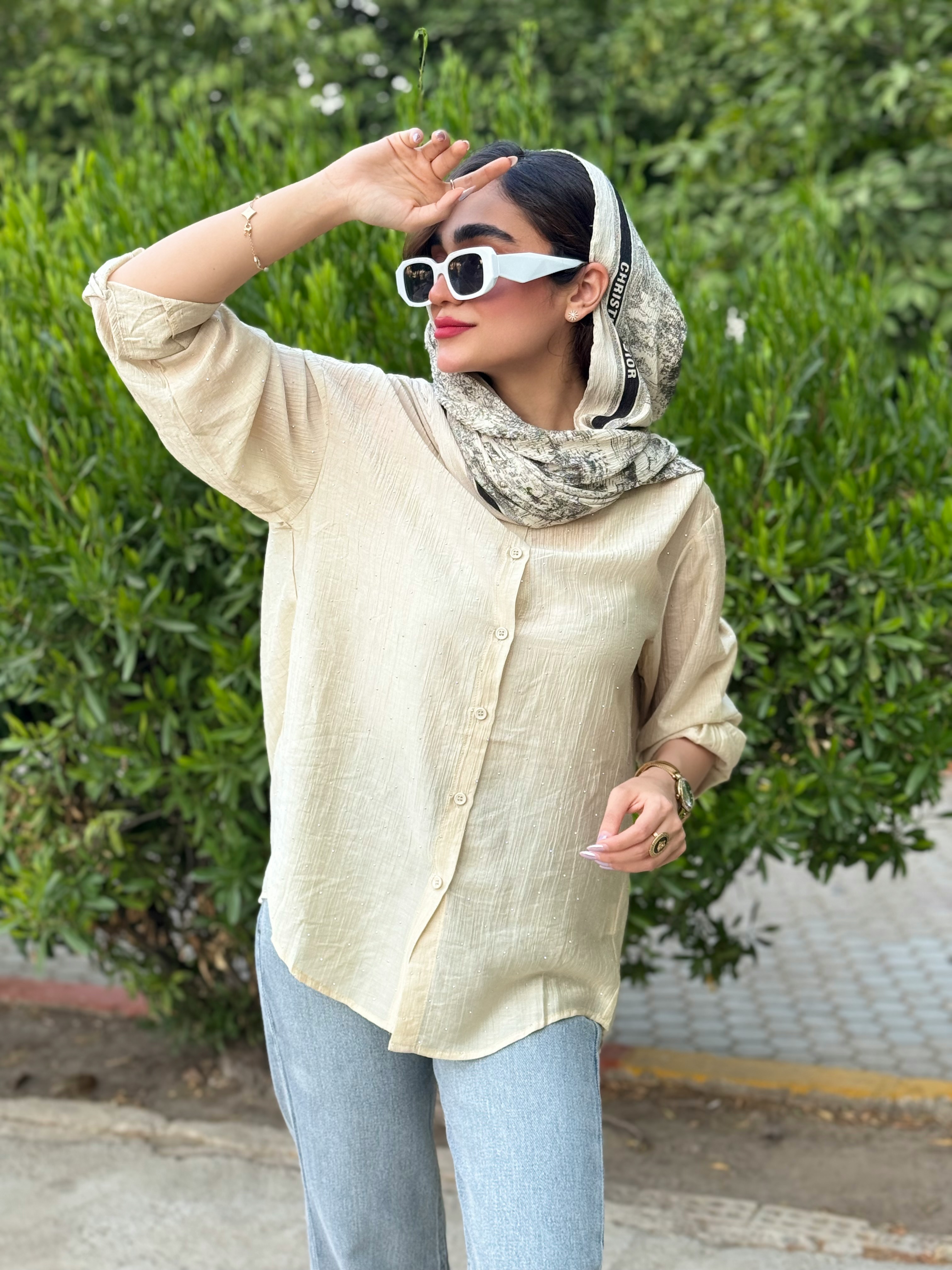 شومیز زنانه شیشه ای نگین دار وارداتی